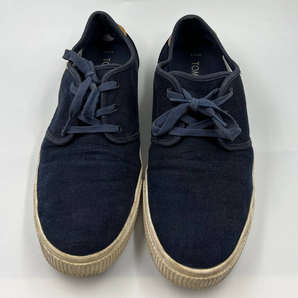 TOMS Navy Blue Sneakers Tennis Shoes Canvas Lace Up Shoes Men's 10.5 - Picture 4 of 10